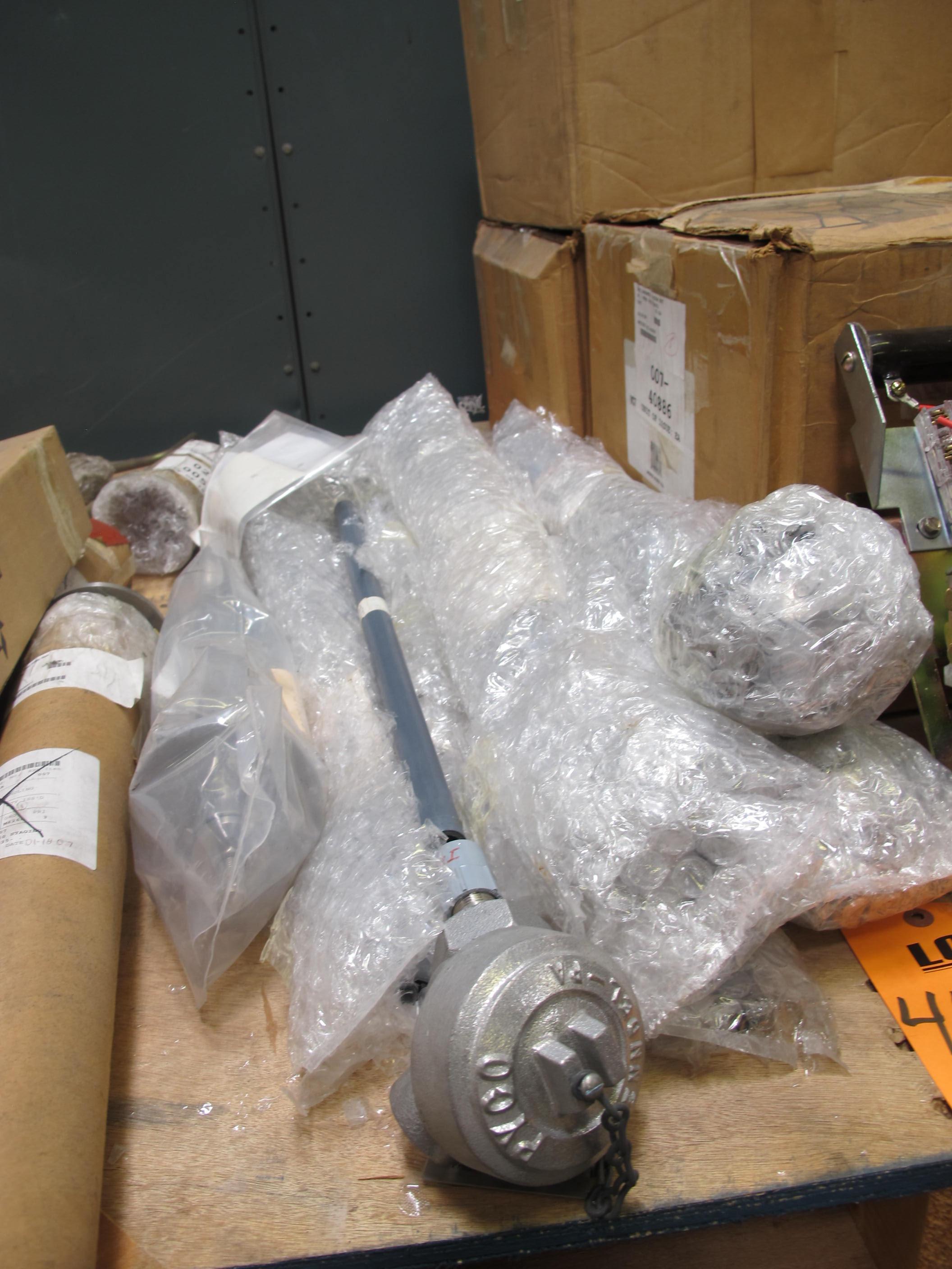 LOT TO INCLUDE: (7) THERMOCOUPLES, 18-1/2" DESIGN LENGTH, 3/16 SHEATH OD, UPPER INSUL BRG KIND, (1) ELECTRODE, REFERENCE KIND, ZINC MATERIAL. 4-3/8" LG SHIELD FOR USE IN CATHODIC PROTECTION IN WATER BOXES, (1) TOOL, DMF FILTER HANDLING KIND, (1) TOOL, DMF ADAPTER HANDLING KIND, (2) CRANKS, RACKING KIND, (3) ASSEMBLY, VACUUM BOTTLE KIND. FOR 480V/320A USAVAC VACUUM CONTACTOR, CONSISTS OF CONTACTOR MODULE ASSEMBLY, VACUUM BOTTLES AND390 OHM RESISTOR. LOADING & HANDLING FEE $15-4131